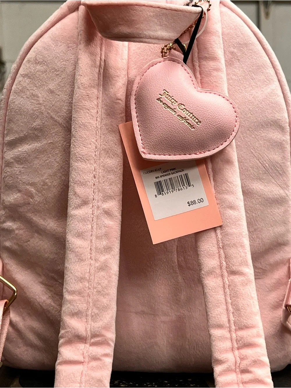 Juicy Couture Light Pink Big Spender Rhinestone Logo Backpack - Picture 3 of 3